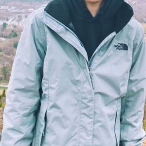 grey north face raincoat